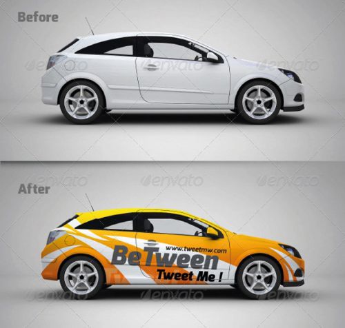 دانلود تصاویر پیش نمایش چاپ طرح روی ماشین Car Branding Mockup